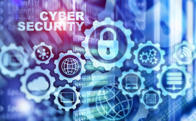 Concepto de privacidad de protección de datos de red de seguridad cibernética en el fondo del centro de datos