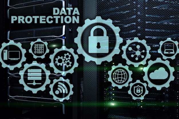 Concepto de protección de datos del servidor Seguridad de la información contra virus tecnología cibernética de Internet