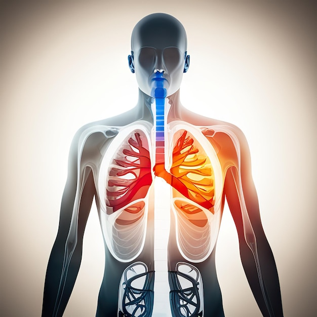 Concepto de los pulmones como parte del cuerpo humano.