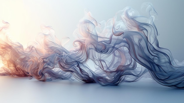 El concepto de radiación de potencia del flujo de aire se retrata en un fondo claro se muestran ondas de viento IR Se ve agua rareficada fluyendo de un humidificador de una manera realista