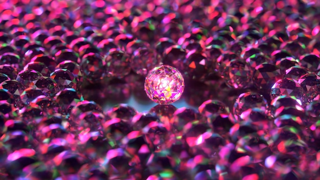 El concepto de rareza y singularidad Gran esfera de diamantes brillantes rodeada de pequeñas esferas de diamantes Ilustración 3d