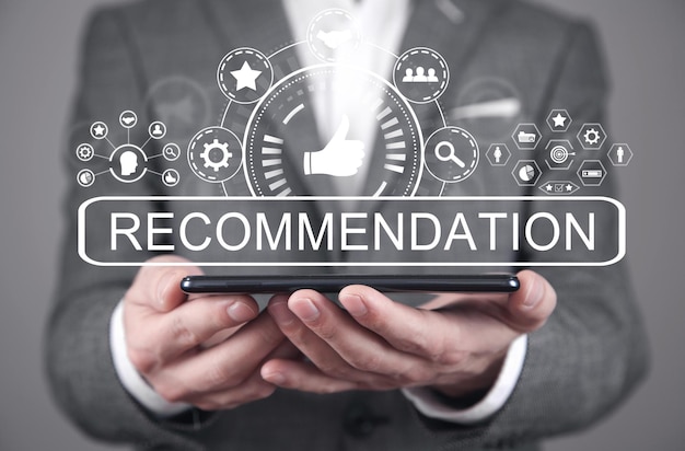 Concepto de Recomendación Tecnología empresarial Internet
