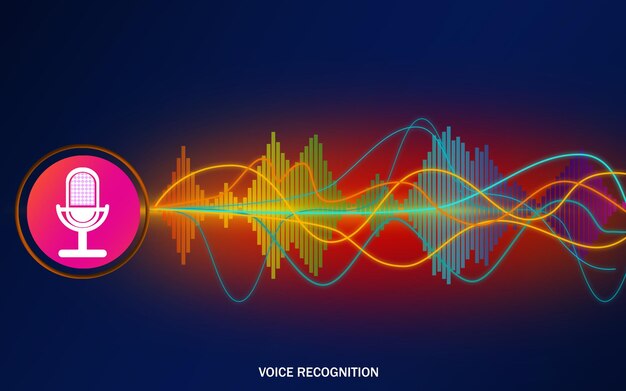 Concepto de reconocimiento de voz con micrófono y onda de señal.