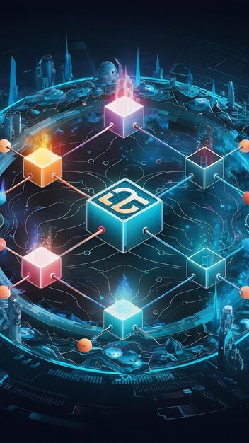 Concepto de red de cadena de bloques