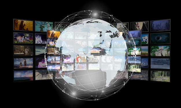 Concepto de red de comunicación global. Fondo de negocios en todo el mundo.