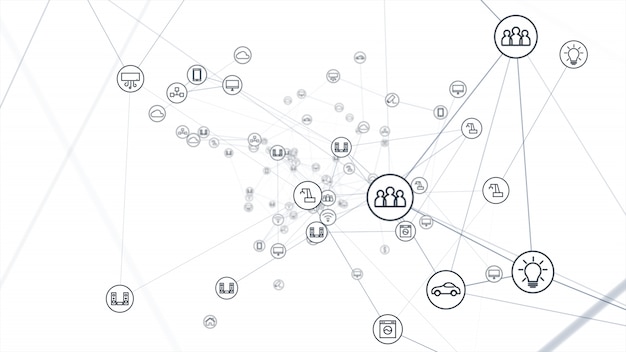 Concepto de red global. IoT (Internet de las cosas).