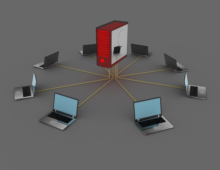 Foto concepto de red informática. 3d rindió la ilustración