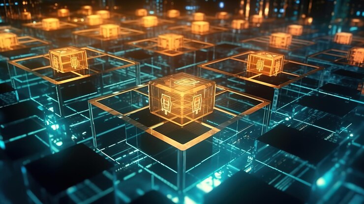 Concepto de red mundial de tecnología y dinero digital futurista AI generativo