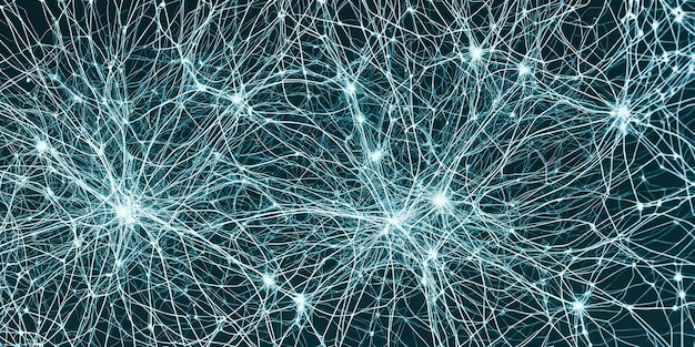 Concepto de red neuronal Células conectadas con enlaces Proceso de alta tecnología IA generativa