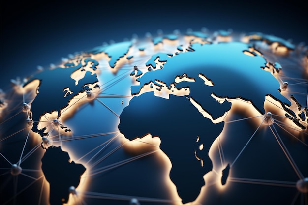 Concepto de redes e Internet representado por un mapa mundial global