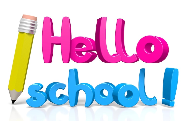 Foto concepto de regreso a la escuela hola escuela ilustración 3d