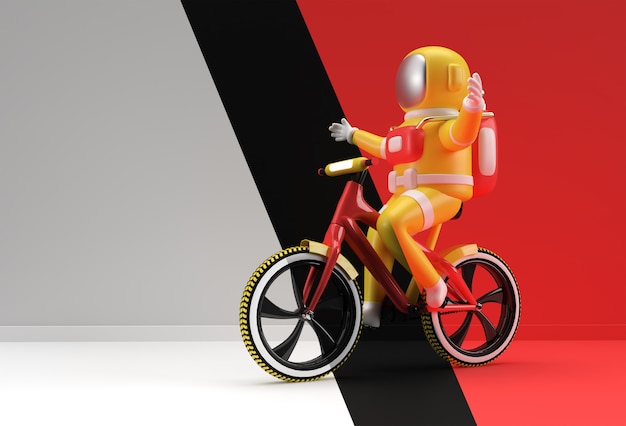 Concepto de renderizado 3D de bicicleta astronauta Ilustración de diseño de arte 3D.