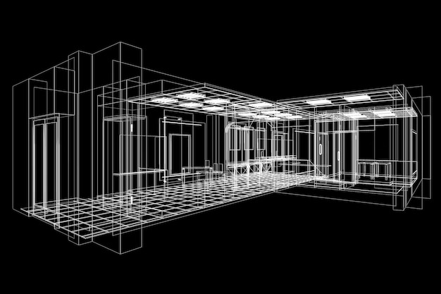 Concepto de renderizado 3d de oficina pequeña