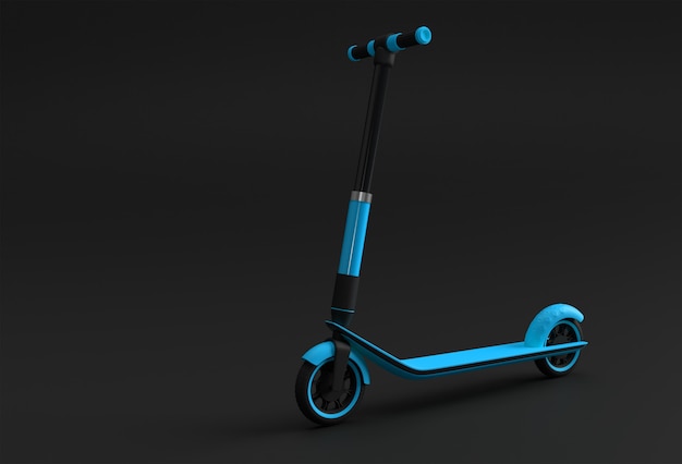 Concepto de renderizado 3D de scooter de un solo empuje para niños Ilustración de diseño de arte 3D.