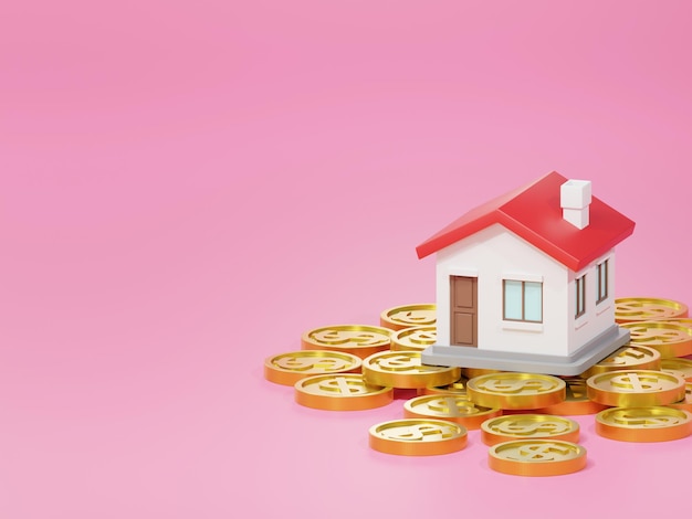 Un concepto de representación 3D para ahorrar dinero para construir una casa