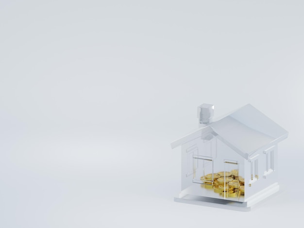 Un concepto de representación 3D para ahorrar dinero para construir una casa