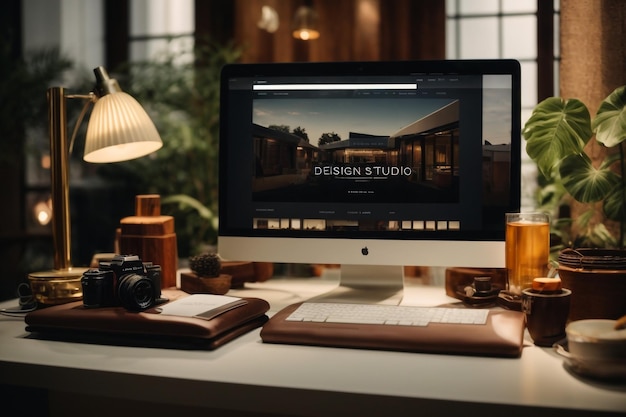 Foto concepto de reserva en línea vista superior de primer plano de un hombre navegando por el sitio web del hotel en una computadora portátil en toda la pantalla