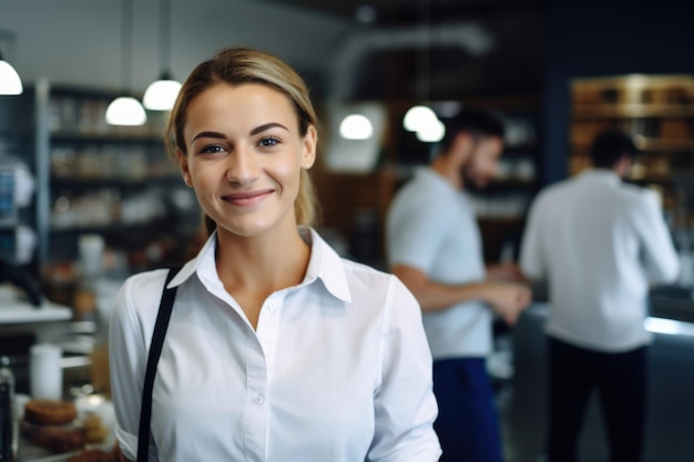 Foto concepto de retrato del empleado de la cafetería