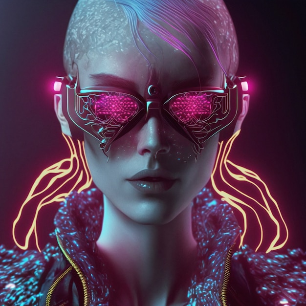 Concepto de retrato estético cyberpunk