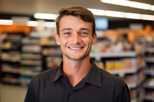 Foto concepto de retrato de persona en una tienda o en una tienda