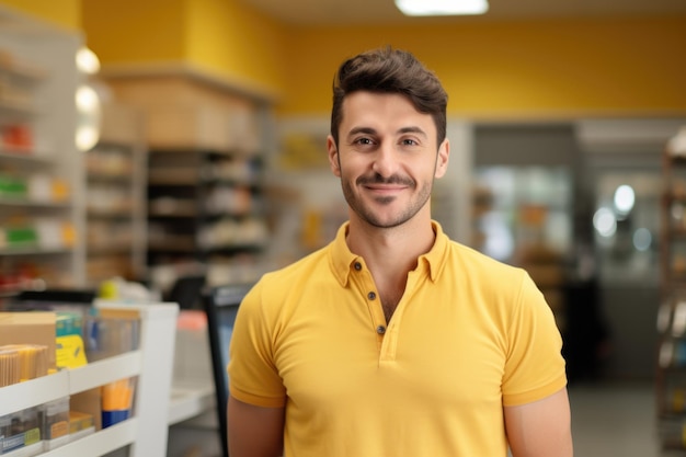 Foto concepto de retrato de persona en una tienda o en una tienda