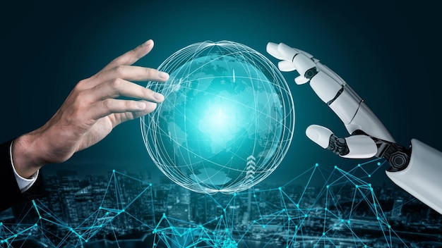 Concepto revolucionario de tecnología AI de inteligencia artificial de robot futurista