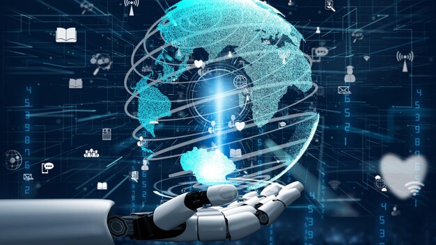 Concepto revolucionario de tecnología AI de inteligencia artificial de robot futurista
