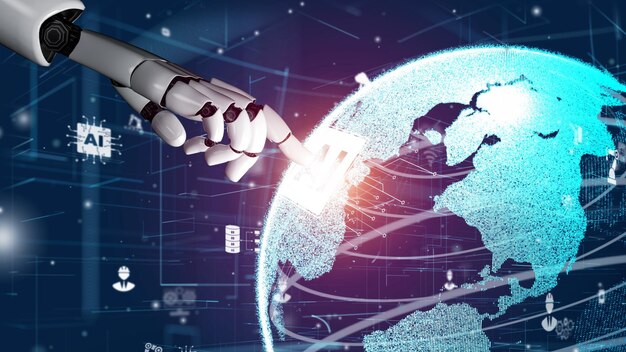 Concepto revolucionario de tecnología AI de inteligencia artificial de robot futurista