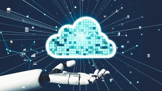 Concepto revolucionario de tecnología AI de inteligencia artificial de robot futurista