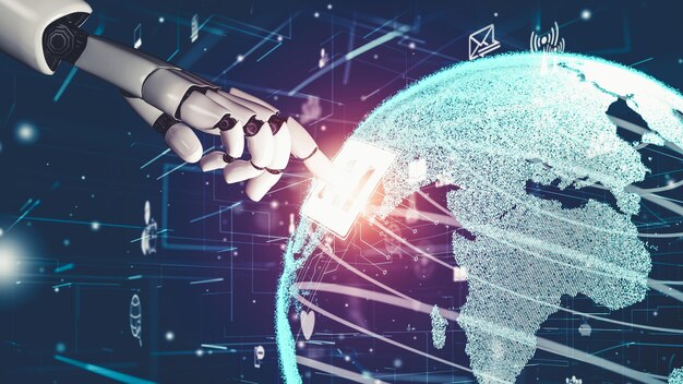 Concepto revolucionario de tecnología AI de inteligencia artificial de robot futurista