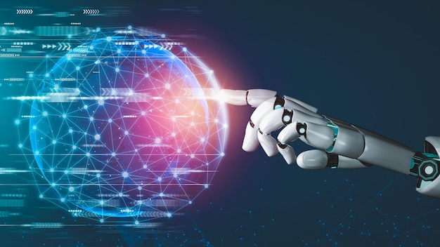 Concepto revolucionario de tecnología AI de inteligencia artificial de robot futurista