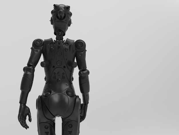Concepto de robot femenino en representación 3d aislada