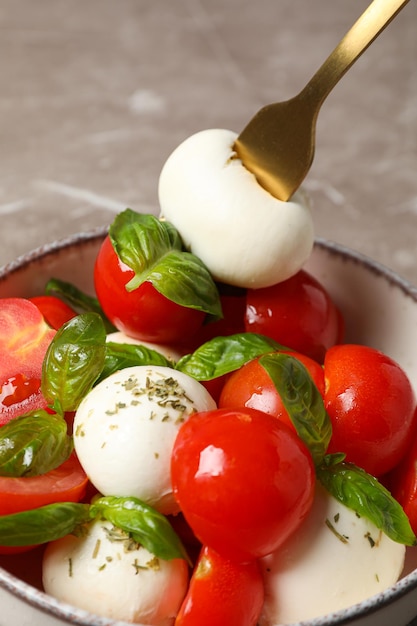 Concepto de sabrosa comida de la cocina italiana Ensalada Caprese