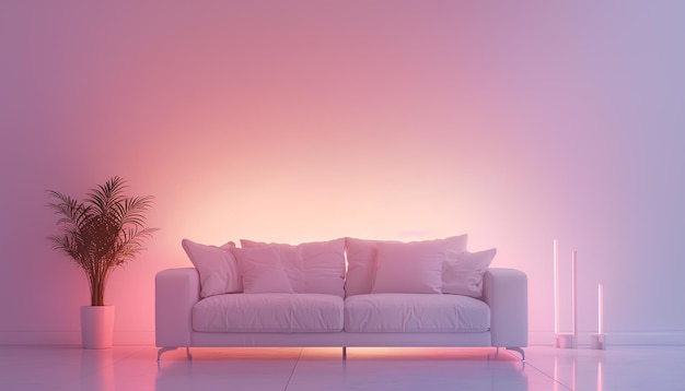 concepto de sala de estar moderno diseño interior escandinavo blanco con sofá Ona un color oscuro pastel