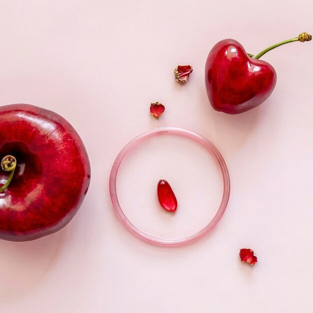 Foto el concepto de salud de las mujeres juntas secreción vaginal fondo rosa con flores