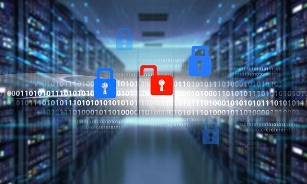 Concepto de seguridad: candado sobre fondo digital