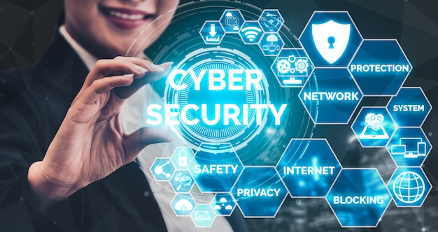 Concepto de seguridad cibernética y protección de datos digitales