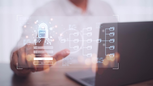 Concepto de seguridad cibernética seguridad de la información y cifrado acceso seguro a la información personal del usuario acceso seguro a Internet ciberseguridad