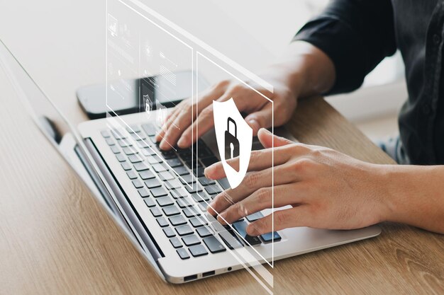 Concepto de seguridad cibernética seguridad de la información y cifrado acceso seguro a la información personal de los usuarios acceso seguro a Internet ciberseguridad