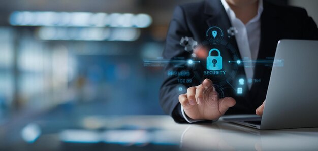Concepto de seguridad cibernética seguridad de la información y cifrado acceso seguro a los usuarios personales