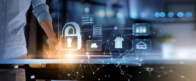 Concepto de seguridad cibernética seguridad de la información y cifrado acceso seguro a los usuarios personales