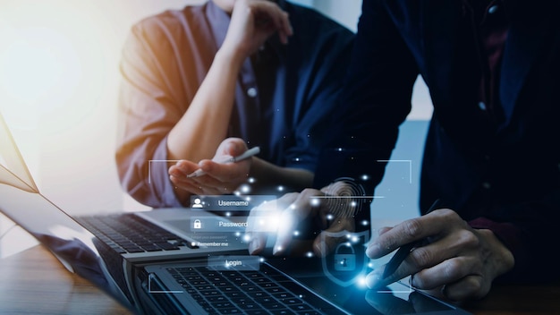 Concepto de seguridad cibernética seguridad de la información y encriptación acceso seguro a la información personal del usuario acceso seguro a Internet ciberseguridad