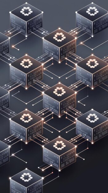 Concepto de seguridad de criptomoneda de bloque chn composición abstracta con puntos y líneas de conexión