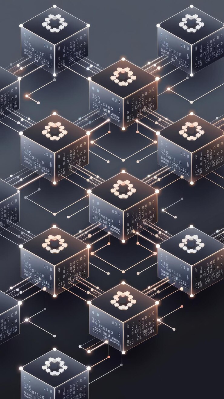 Foto concepto de seguridad de criptomoneda de bloque chn composición abstracta con puntos y líneas de conexión