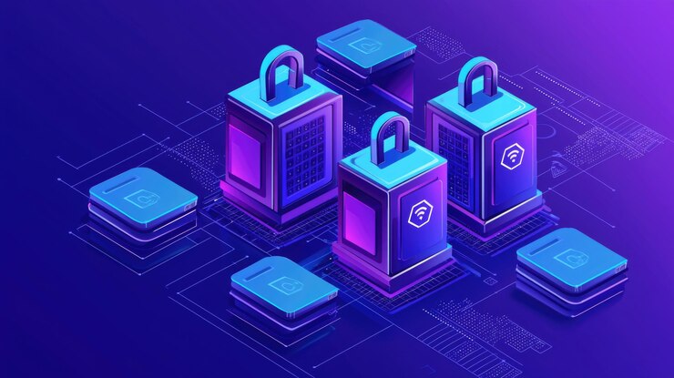Foto concepto de seguridad digital futurista con locker de datos
