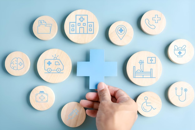 Concepto de servicio de seguro de salud y bienestar Conciencia de la gente sobre el plus y la atención médica saludable y estilo de vida