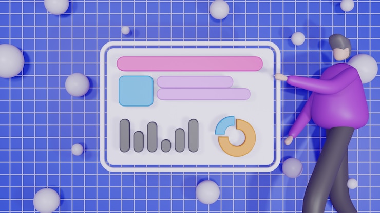 Foto concepto de sitio web de análisis de datos de ilustración 3d