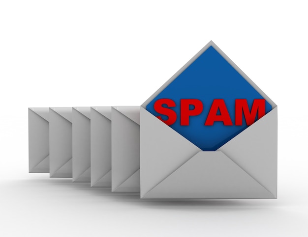 Concepto de spam - illustrtrion 3D sobre fondo blanco