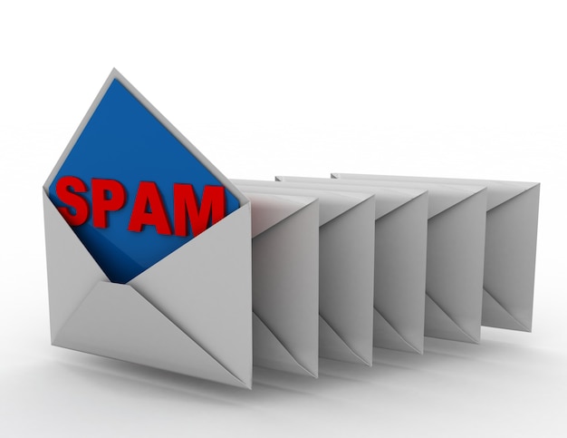 Concepto de spam - illustrtrion 3D sobre fondo blanco