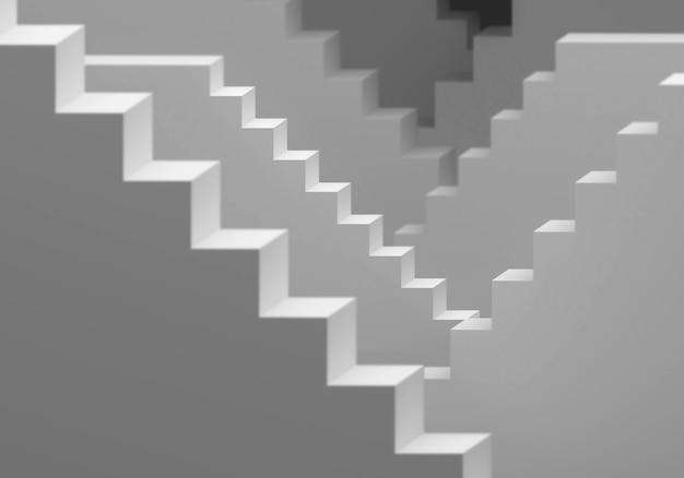 concepto surrealista de escaleras para tratar de llegar a la cima
